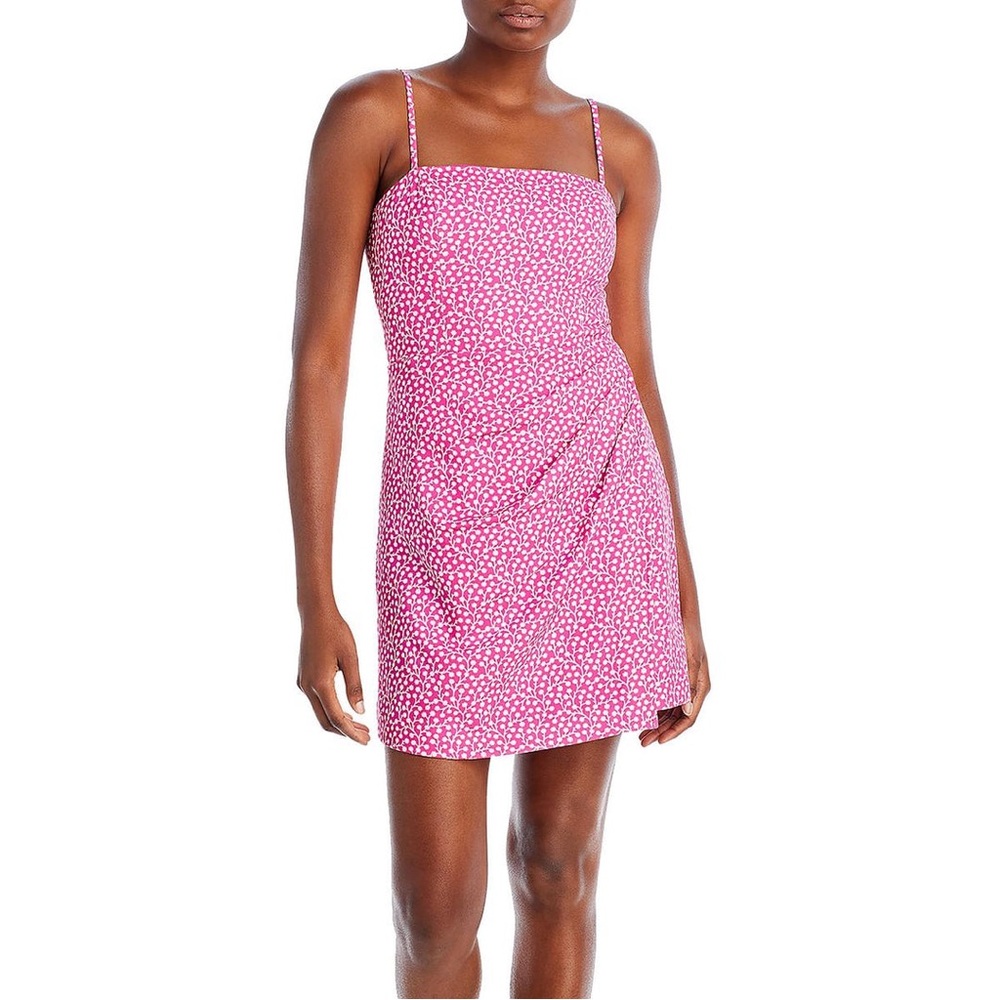 French Connection Elao Whisper Straight Neck Strappy Dress Wild Rose Pink